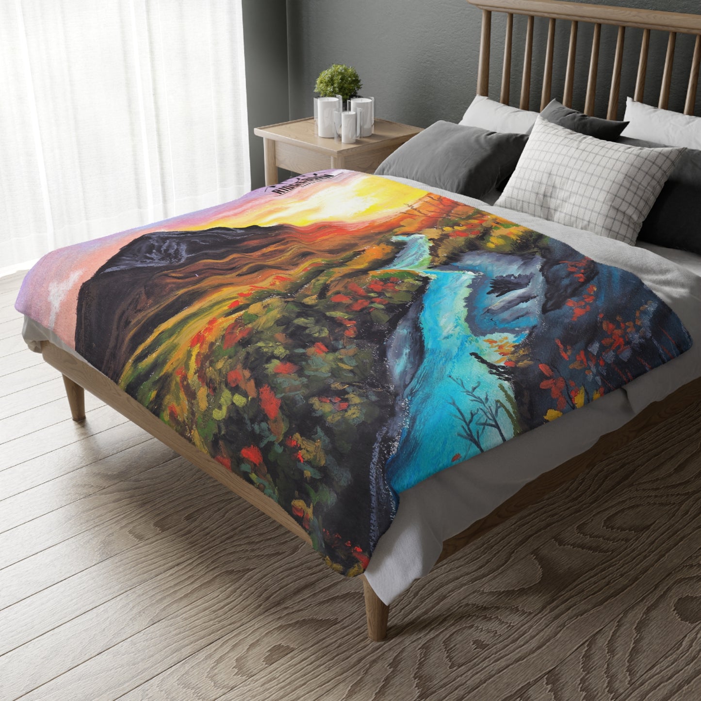 Painted Mountain Sunset Blanket – Ridgeborn Floral Adventure Throw