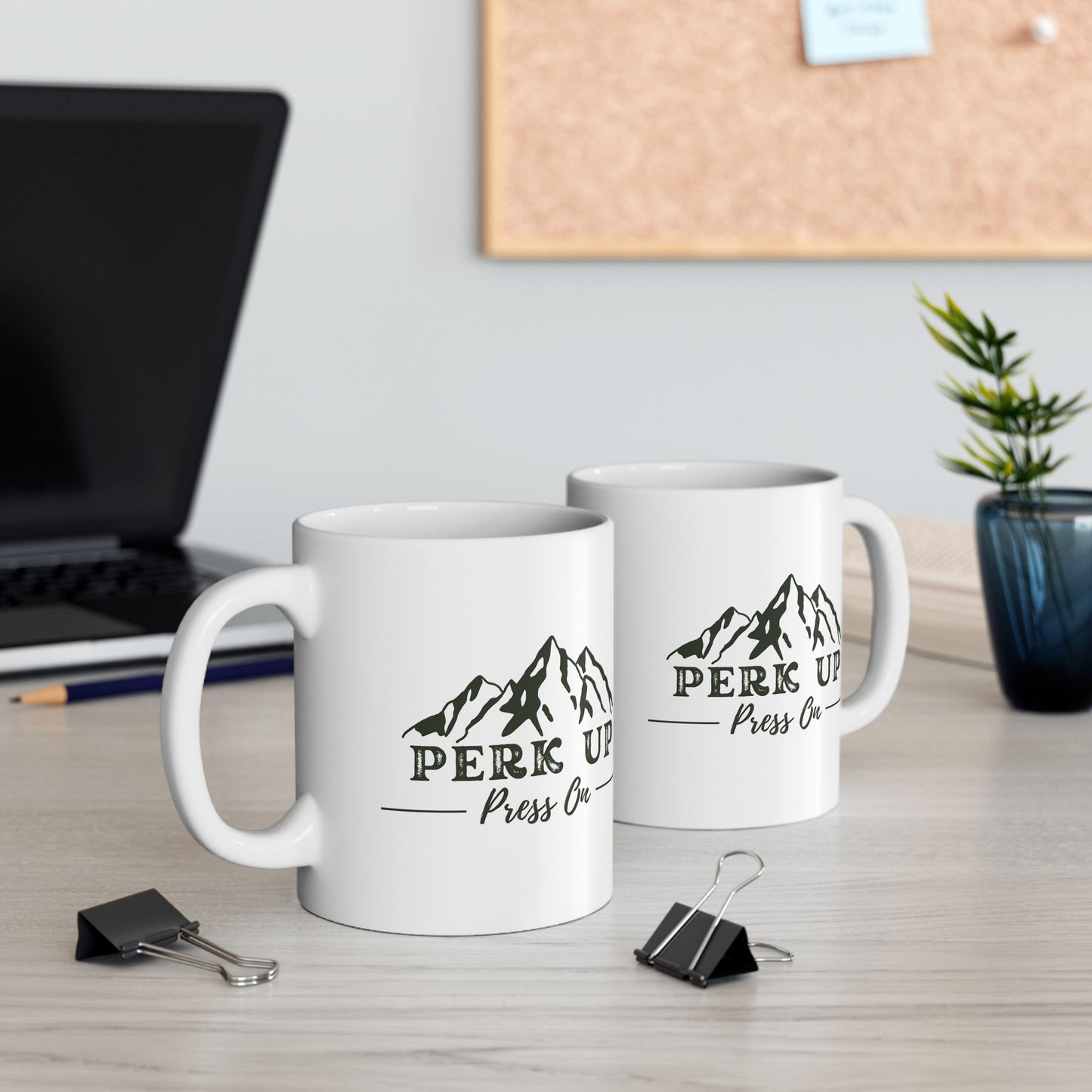 Perk Up & Press On | Mountain Adventure Ceramic Mug