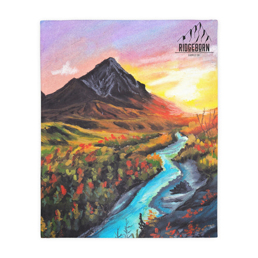 Painted Mountain Sunset Blanket – Ridgeborn Floral Adventure Throw