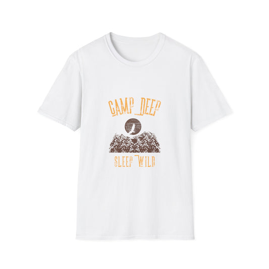 Camp Deep, Sleep Wild T-Shirt | Backcountry Camping Tee for Nature Lovers