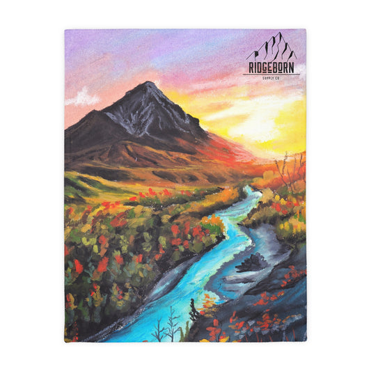 Painted Mountain Sunset Blanket – Ridgeborn Floral Adventure Throw