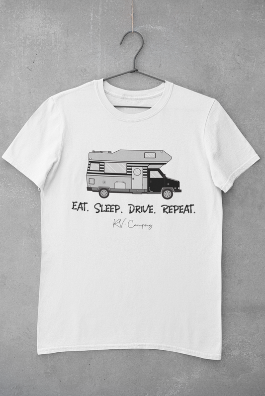 'Eat Sleep Drive Repeat' Tee Shirt | Camping Apparel + Road Trip Wear
